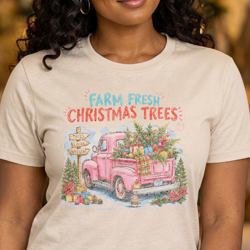 Pink Vintage Truck Holiday DTF Transfer
