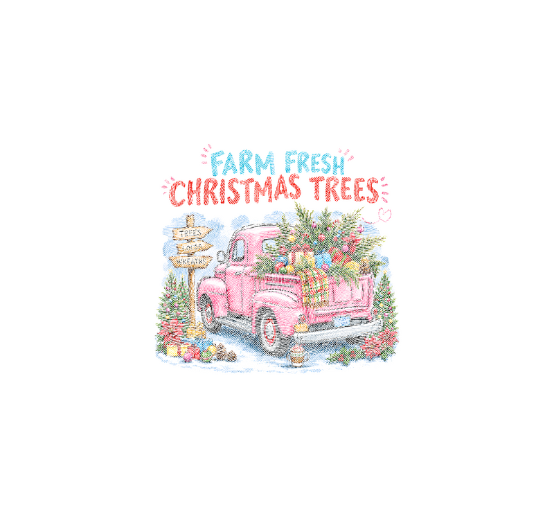 Pink Vintage Truck Holiday DTF Transfer