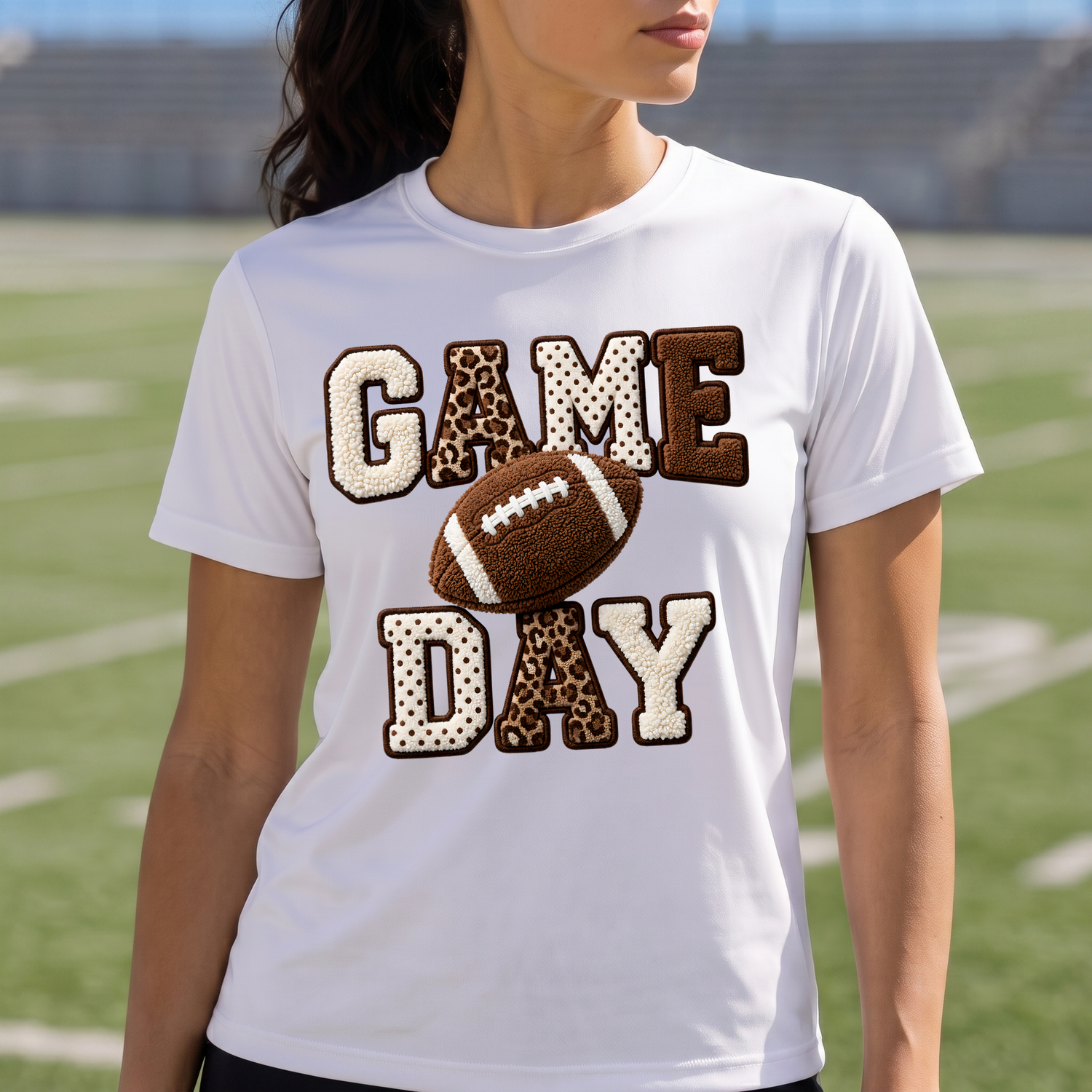 Faux 3D Chenille Game Day Football - DTF Transfer