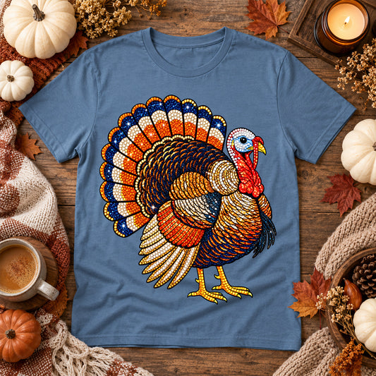 Faux Bedazzled Turkey: Shimmering Rhinestone Style Thanksgiving - DTF Transfer