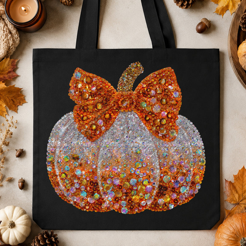 Faux Gemstone Pumpkin With Bow - DTF Transfer