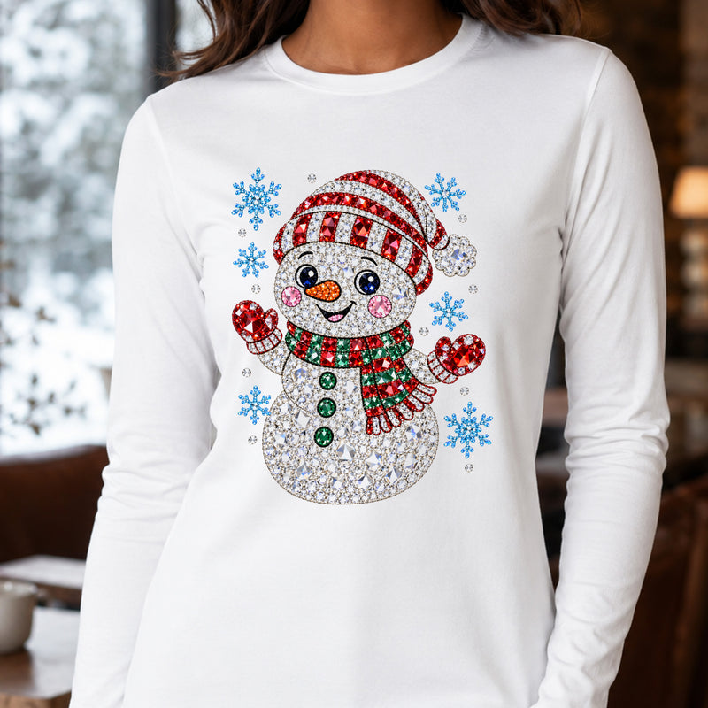 Gemstone Snowman: Beaded Rhinestone & Winter Wonderland - DTF Transfer