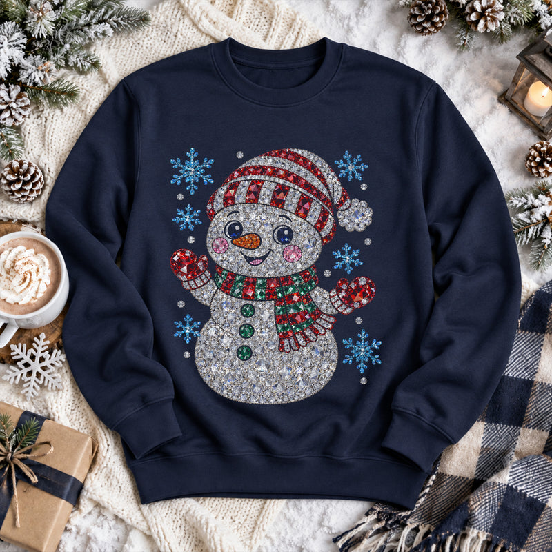 Gemstone Snowman: Beaded Rhinestone & Winter Wonderland - DTF Transfer