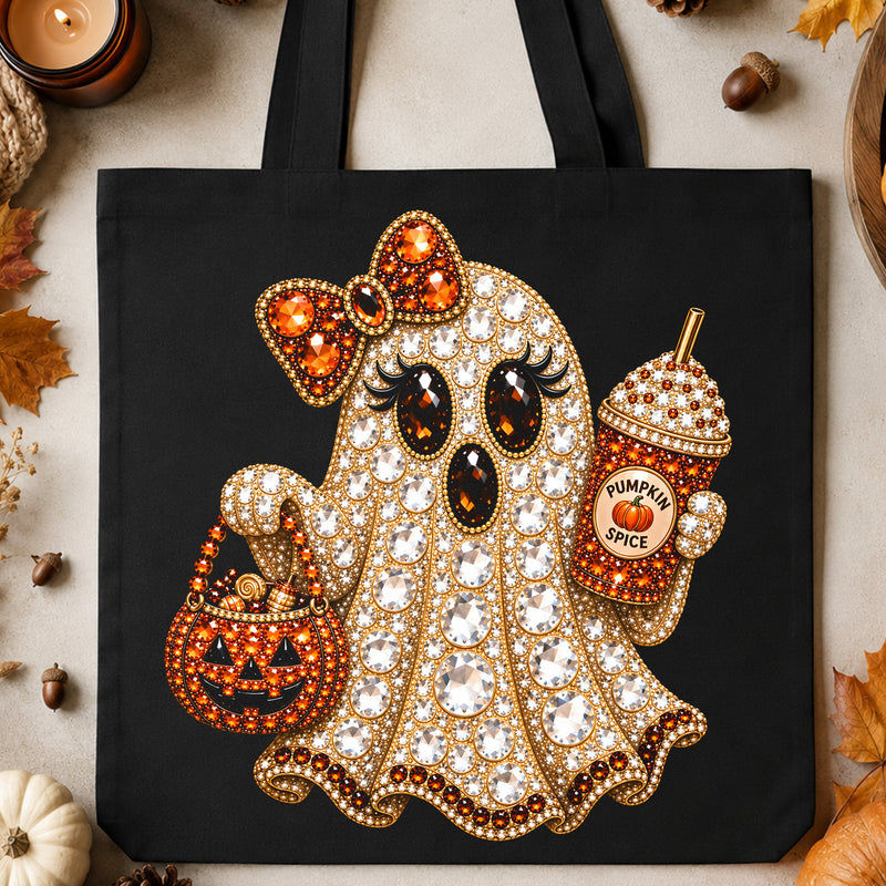 Faux Gemstone Ghost With Pumpkin Spice - DTF Transfer