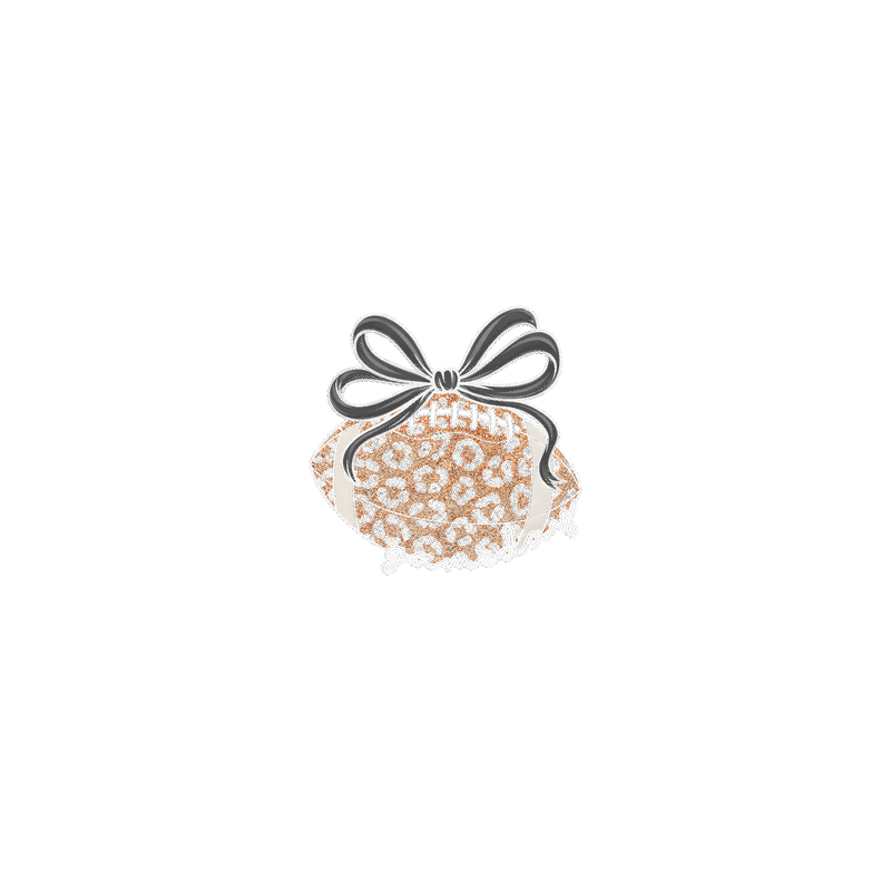 Faux Glitter Leopard Football with Bow - DTF Transfer