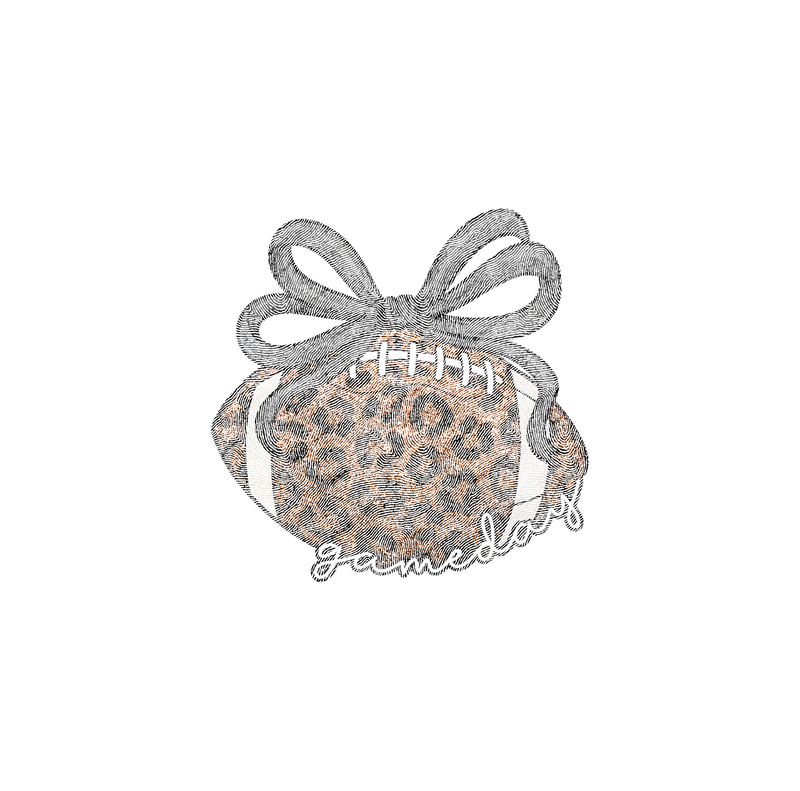 Faux Glitter Leopard Football with Bow - DTF Transfer