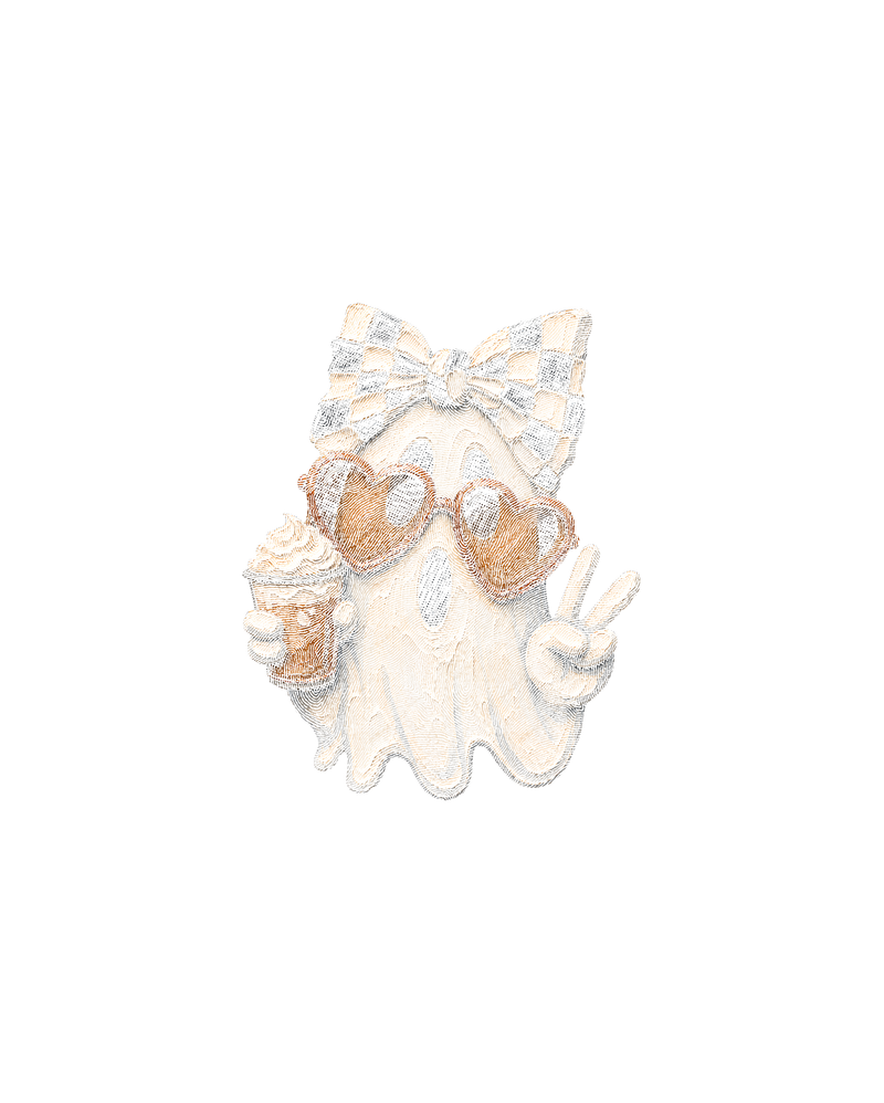 Boujee Checker Bow Ghost & Pumpkin Spice Textured - DTF Transfer