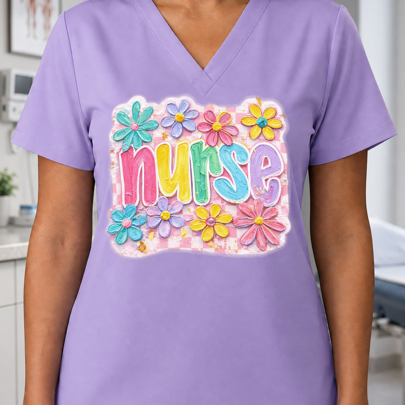 Faux Oil-Painted Floral Nurse - DTF Transfer