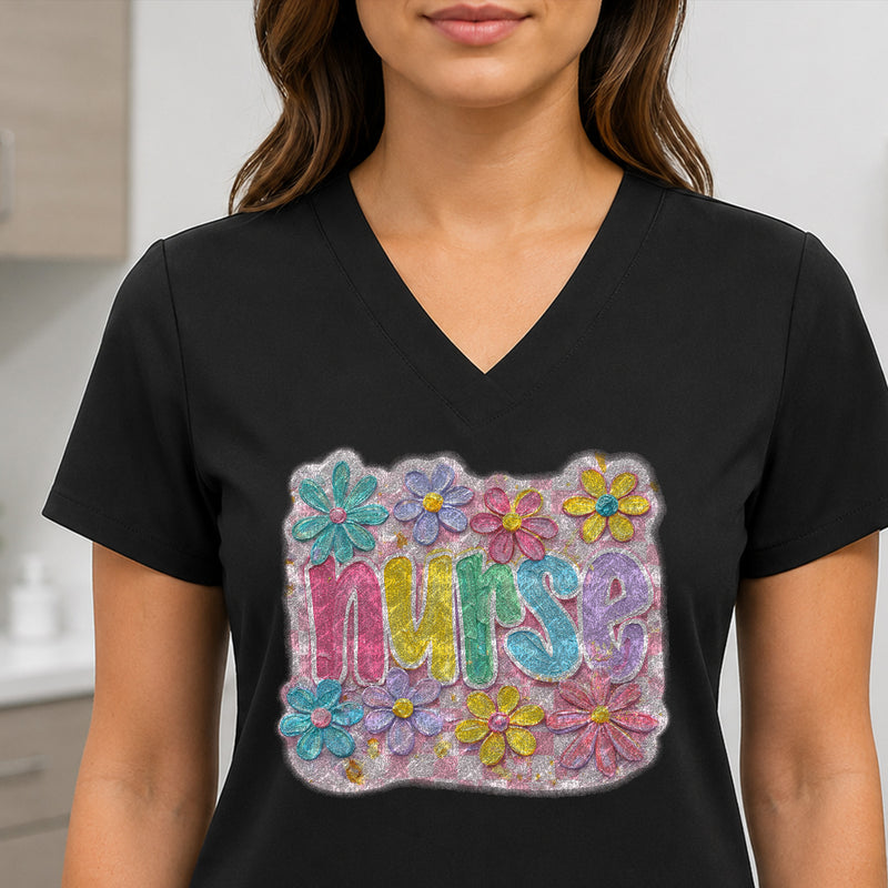 Faux Oil-Painted Floral Nurse - DTF Transfer