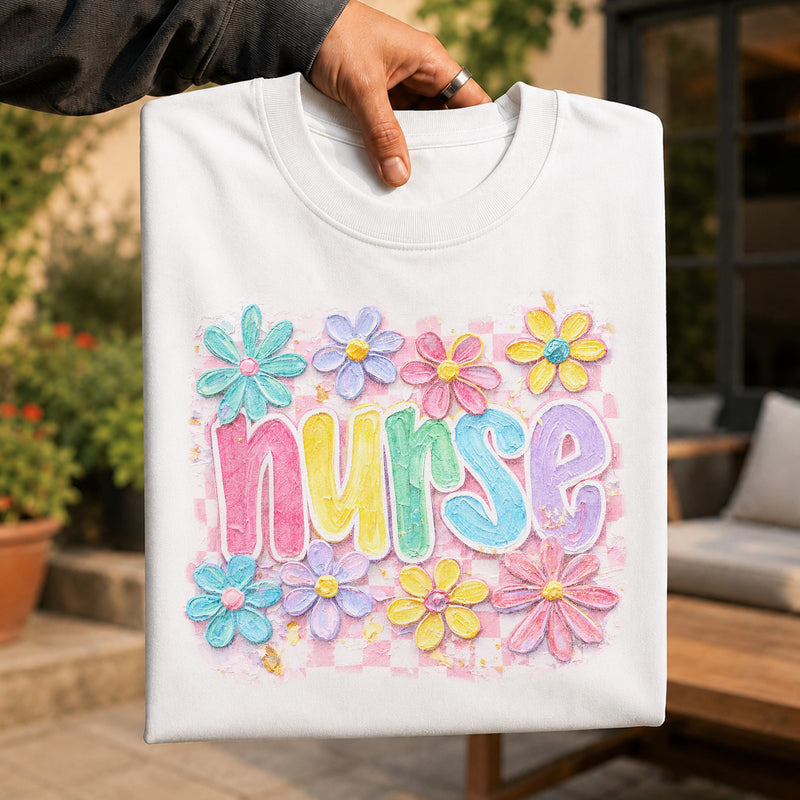Faux Oil-Painted Floral Nurse - DTF Transfer