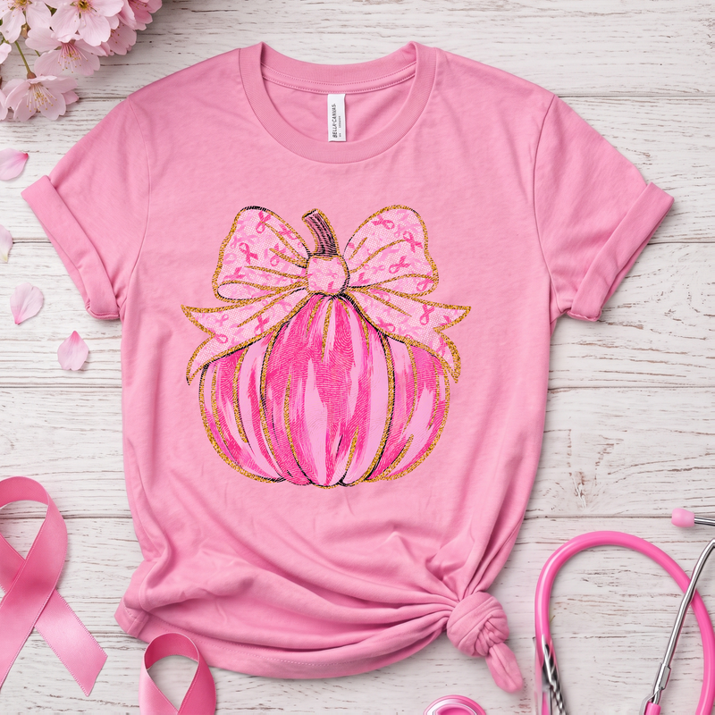 Gold Glitter Bow Awareness DTF Transfer