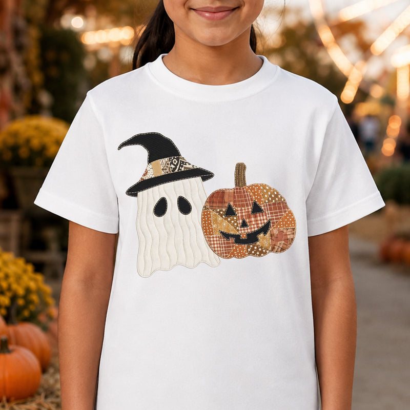 Faux Quilted Ghost & Patchwork Pumpkin - DTF Transfer