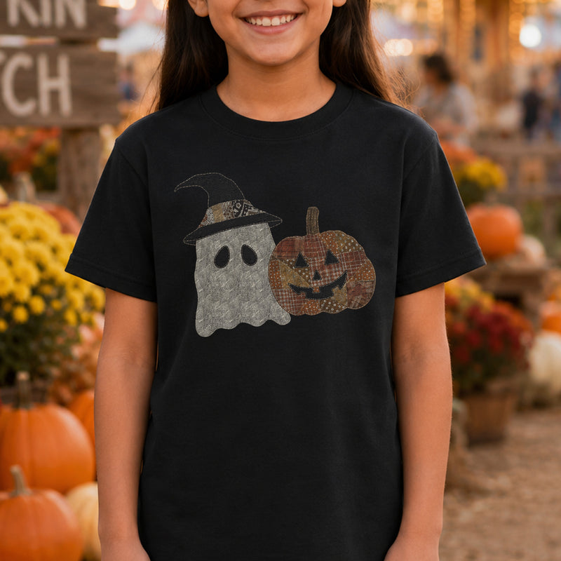 Faux Quilted Ghost & Patchwork Pumpkin - DTF Transfer