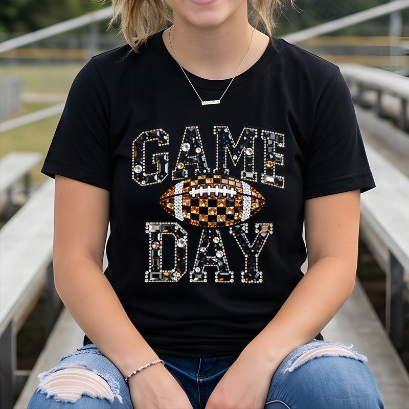 Faux Gemstone Game Day Football - DTF Transfer