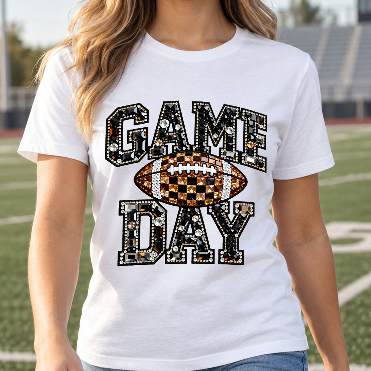 Faux Gemstone Game Day Football - DTF Transfer