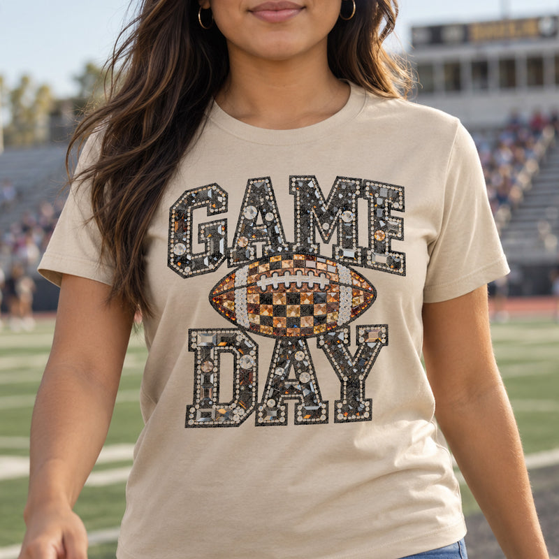 Faux Gemstone Game Day Football - DTF Transfer