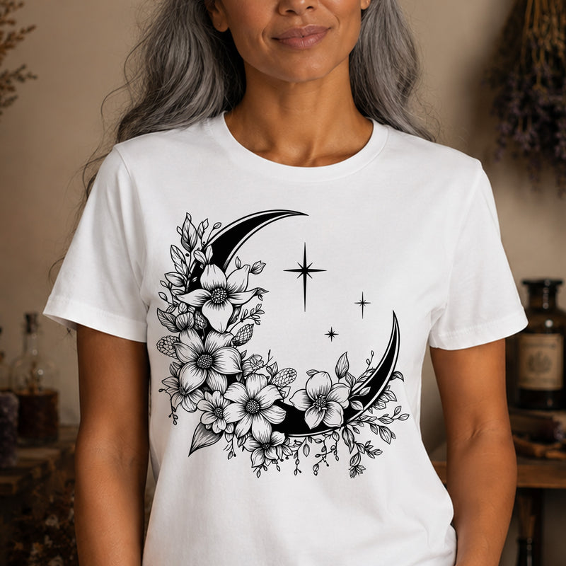 Botanical Crescent Moon - DTF Transfer