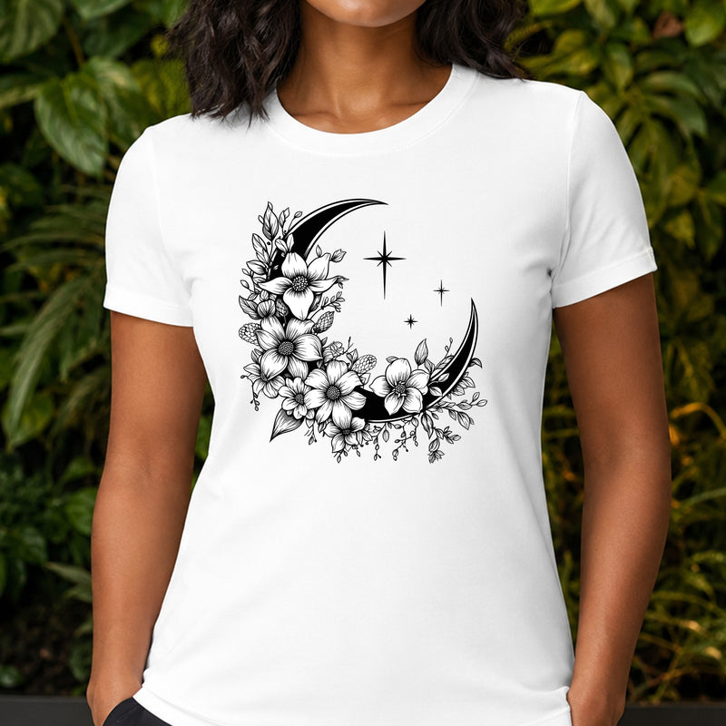 Botanical Crescent Moon - DTF Transfer