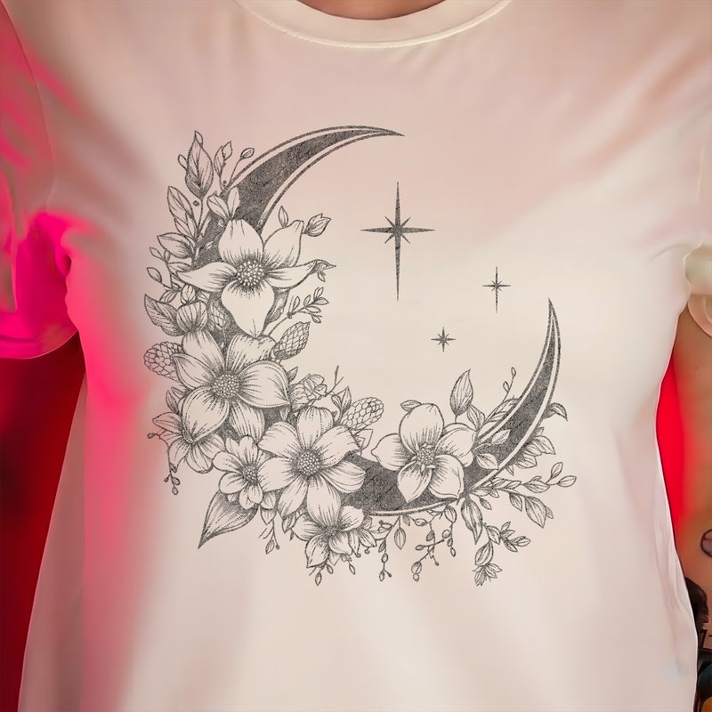 Botanical Crescent Moon - DTF Transfer