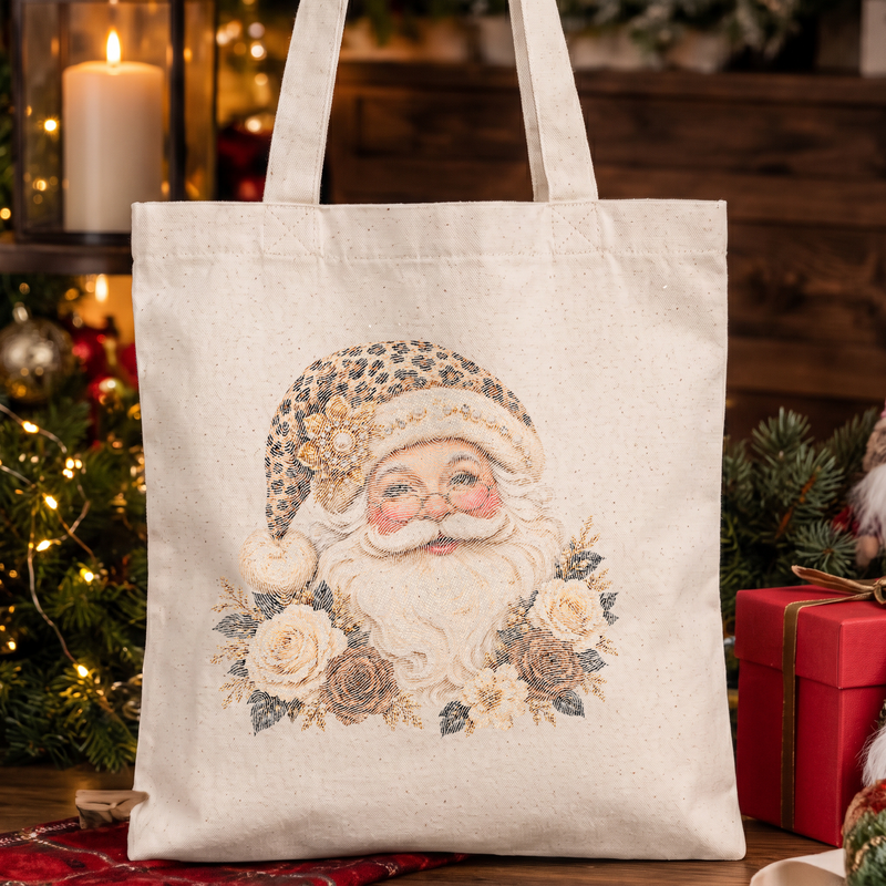 Glam Leopard Santa & Golden Floral Luxe Vintage Christmas - DTF Transfer