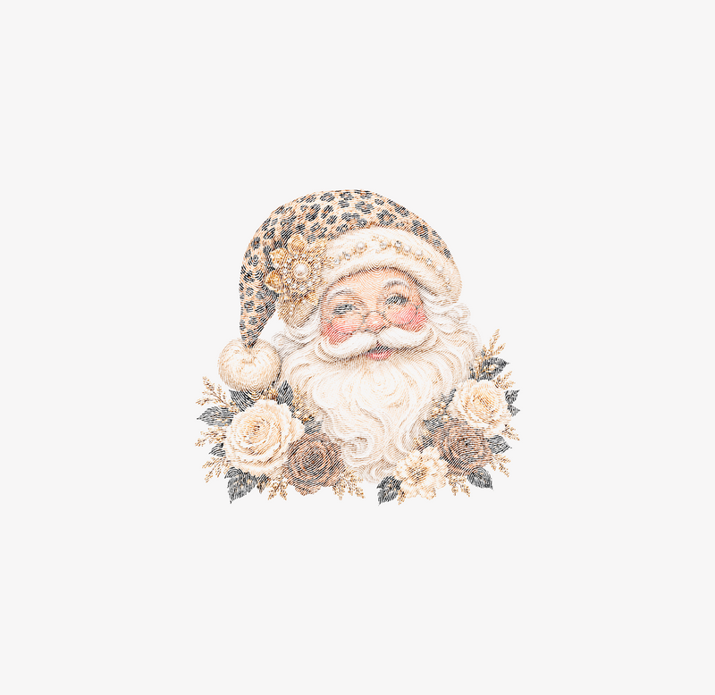 Glam Leopard Santa & Golden Floral Luxe Vintage Christmas - DTF Transfer
