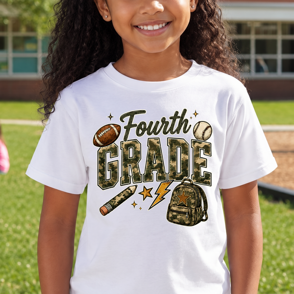 Camo Fourth Grade Back-to-School Sports - DTF Transfer