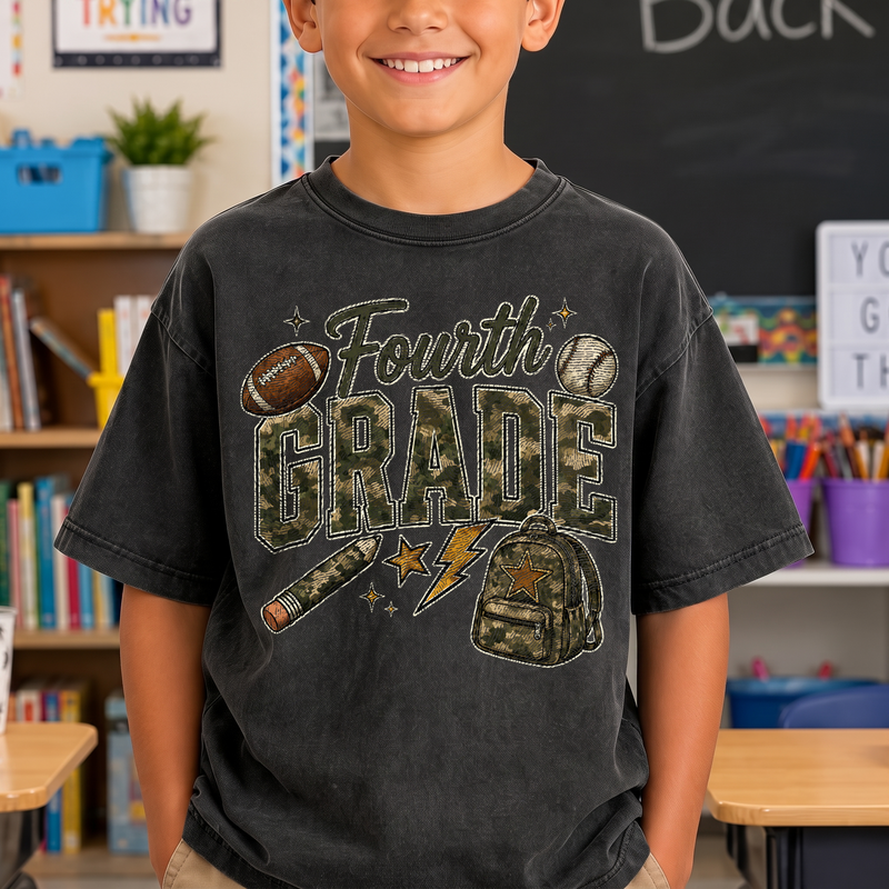 Camo Fourth Grade Back-to-School Sports - DTF Transfer