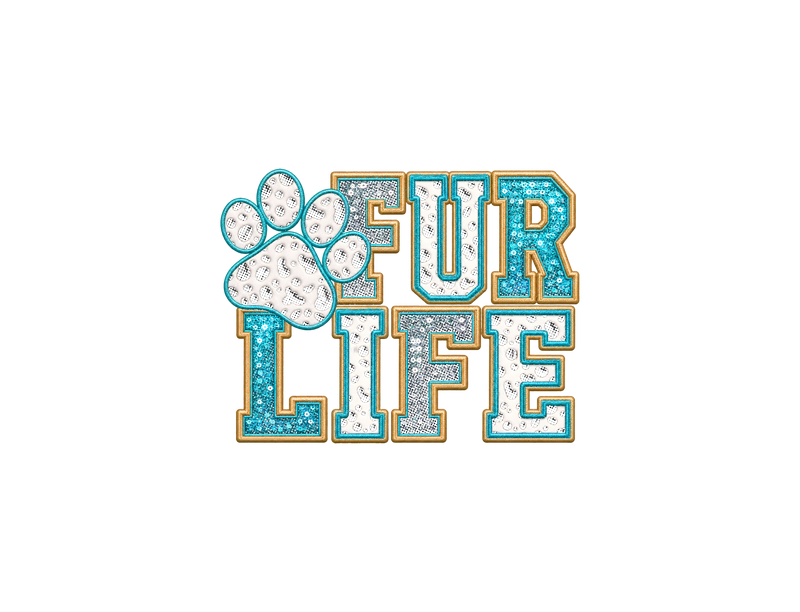 Fur Life Faux Sequin & Dalmatian Patch Varsity - DTF Transfer