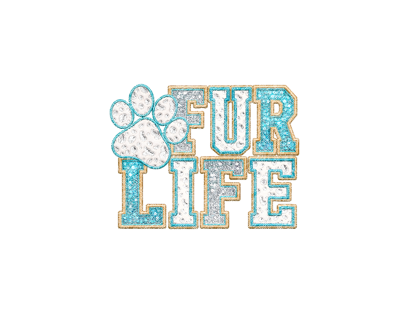 Fur Life Faux Sequin & Dalmatian Patch Varsity - DTF Transfer