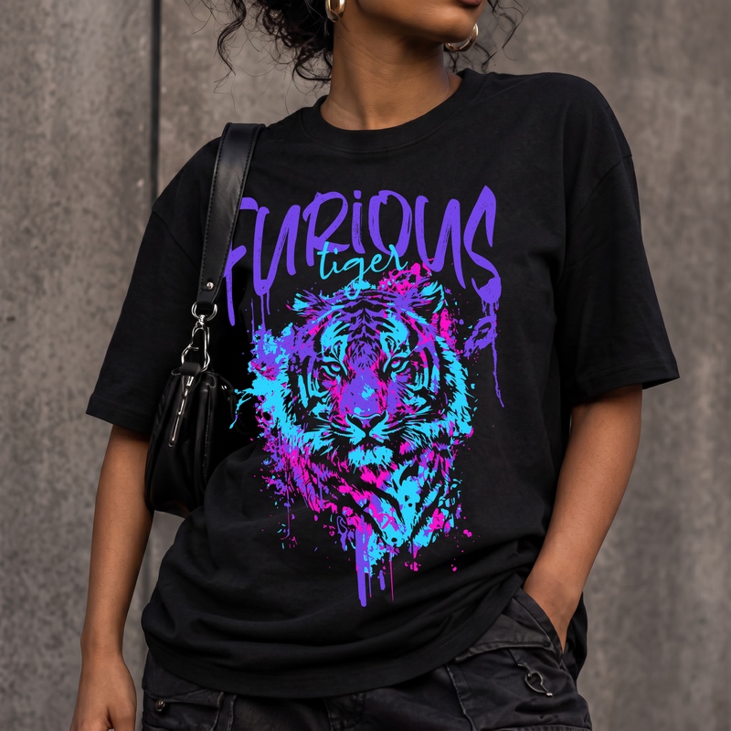 Electric Purple & Cyan Splatter Streetwear DTF Transfer