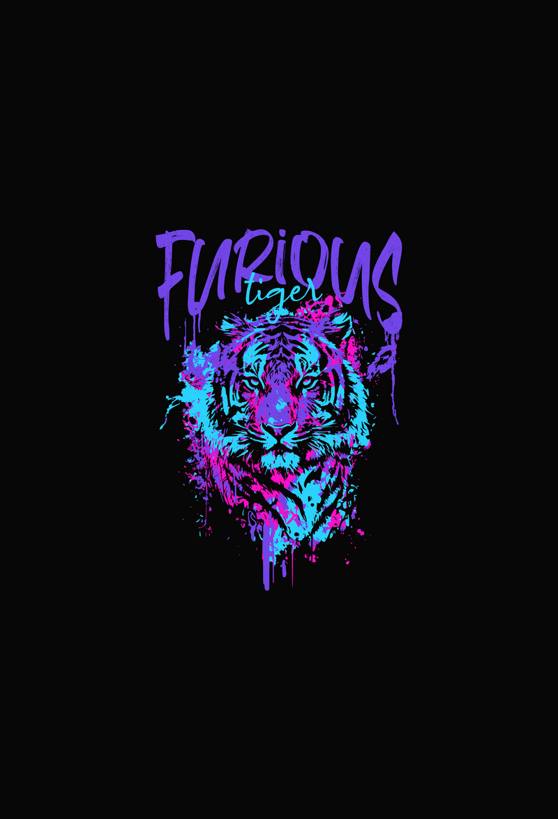 Electric Purple & Cyan Splatter Streetwear DTF Transfer