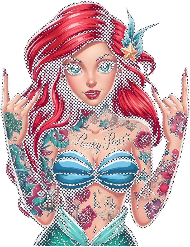 Punky Power Tattooed Mermaid - DTF Transfer