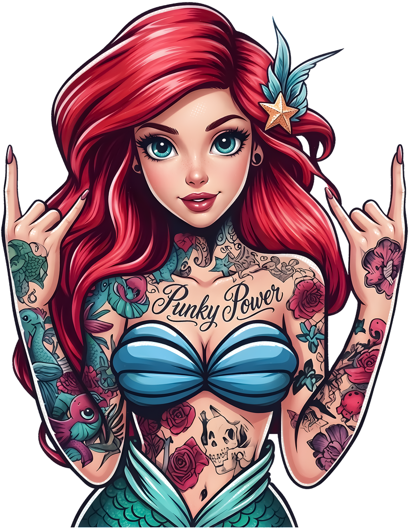 Punky Power Tattooed Mermaid - DTF Transfer