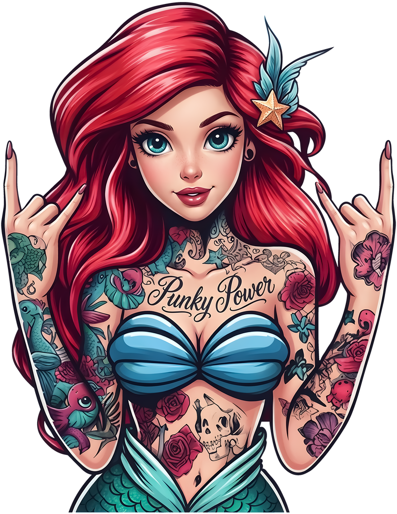 Punky Power Tattooed Mermaid - DTF Transfer