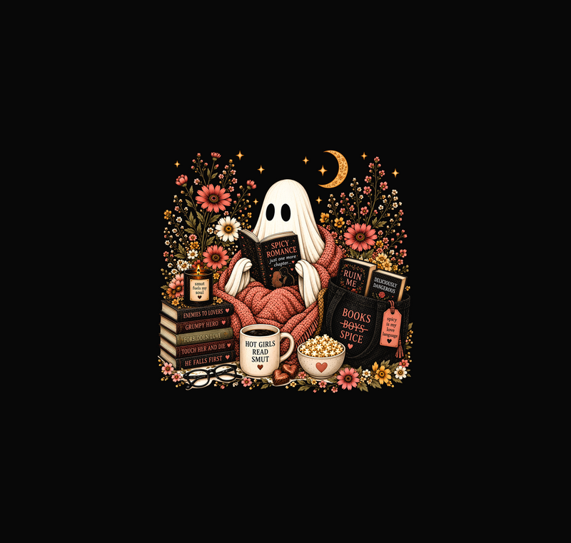 Cozy Ghost Spicy Reader Bookish Autumn - DTF Transfer