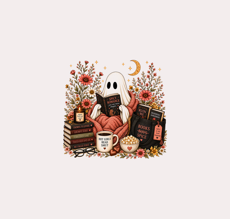 Cozy Ghost Spicy Reader Bookish Autumn - DTF Transfer