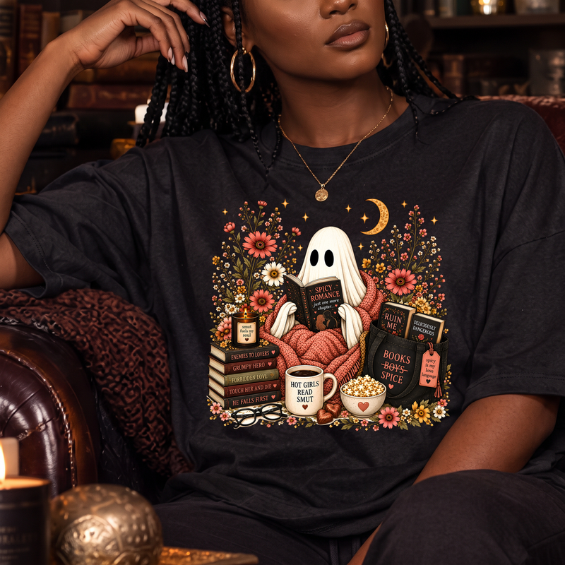 Cozy Ghost Spicy Reader Bookish Autumn - DTF Transfer