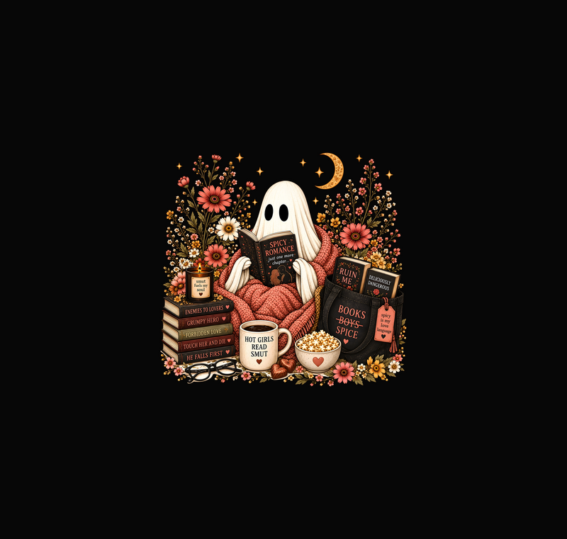 Cozy Ghost Spicy Reader Bookish Autumn - DTF Transfer