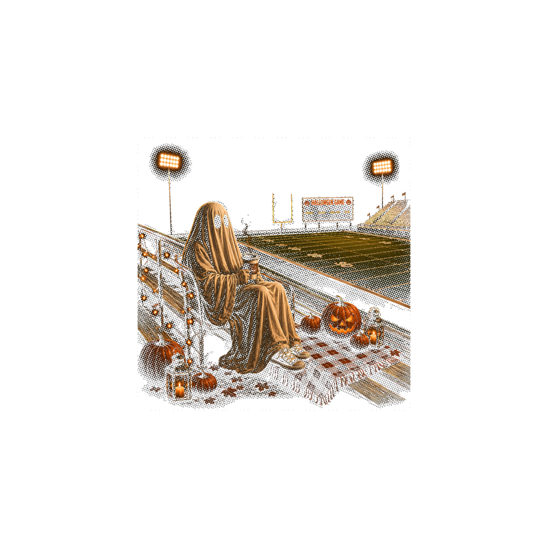 Ghostly Pumpkin Halloween Game Stadium Bleachers - DTF Transfer