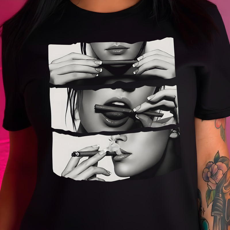Roll, Lick, Smoke - Girl Rolling Blunt - DTF Transfer
