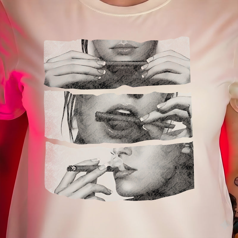 Roll, Lick, Smoke - Girl Rolling Blunt - DTF Transfer