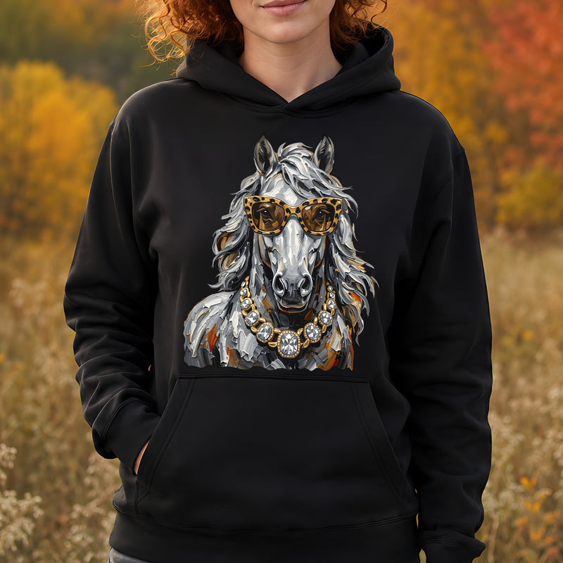 Glam Horse: Leopard Sunglasses & Diamond Necklace Western - DTF Transfer