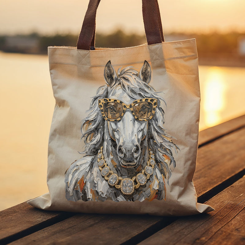 Glam Horse: Leopard Sunglasses & Diamond Necklace Western - DTF Transfer