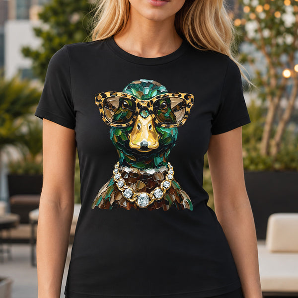 Glam Mallard Duck: Leopard Sunglasses & Diamond Chain Outdoor - DTF Transfer