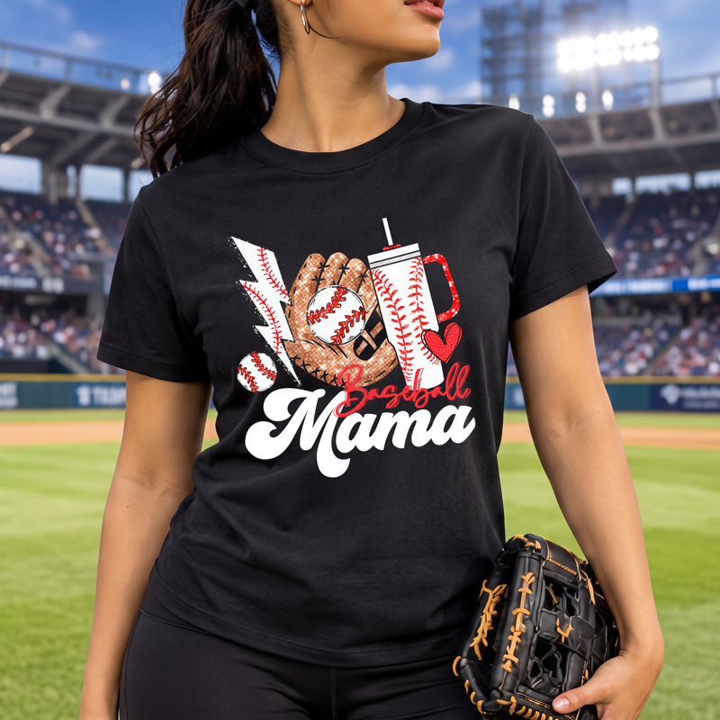 Glitter Sparkle Baseball Mama - DTF Transfer