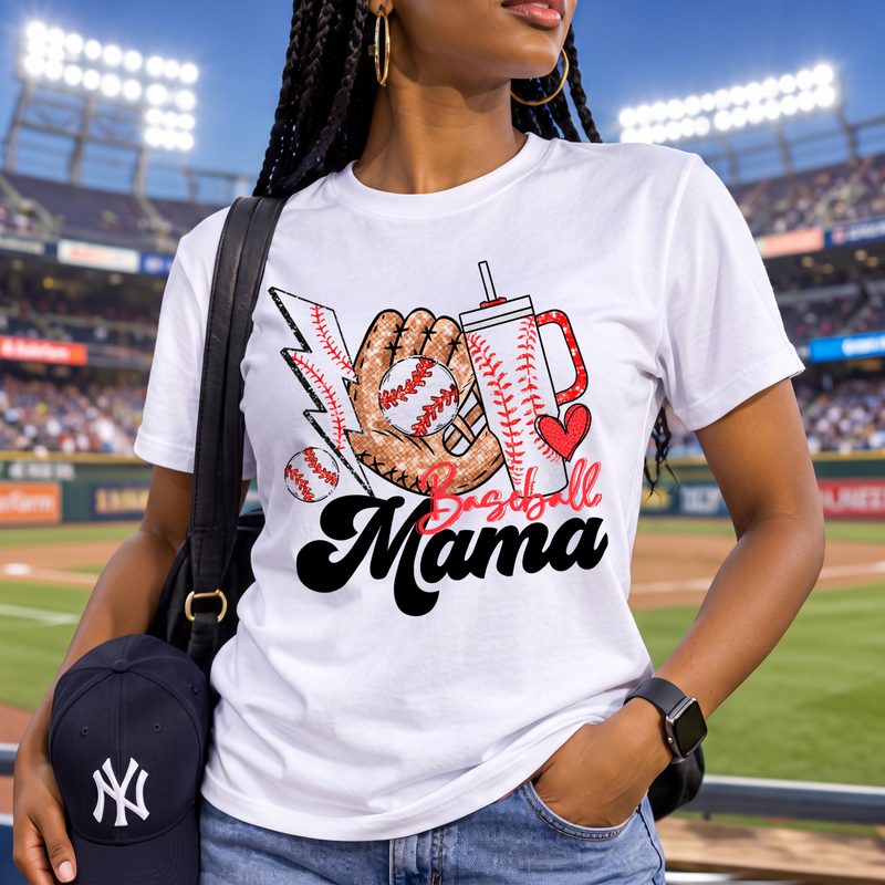 Glitter Sparkle Baseball Mama - DTF Transfer