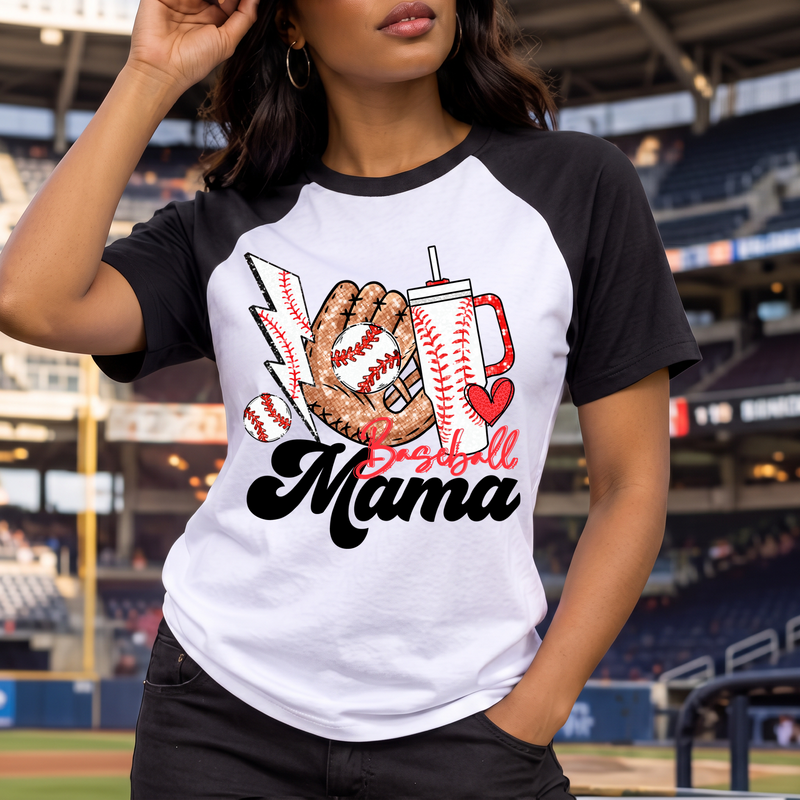 Glitter Sparkle Baseball Mama - DTF Transfer