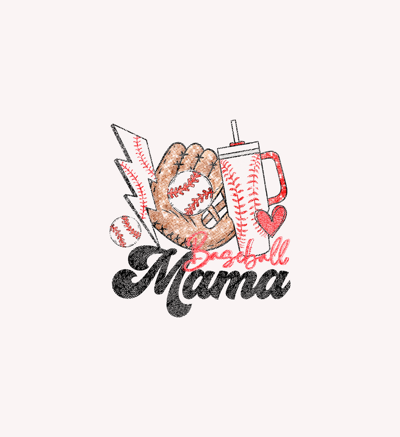 Glitter Sparkle Baseball Mama - DTF Transfer