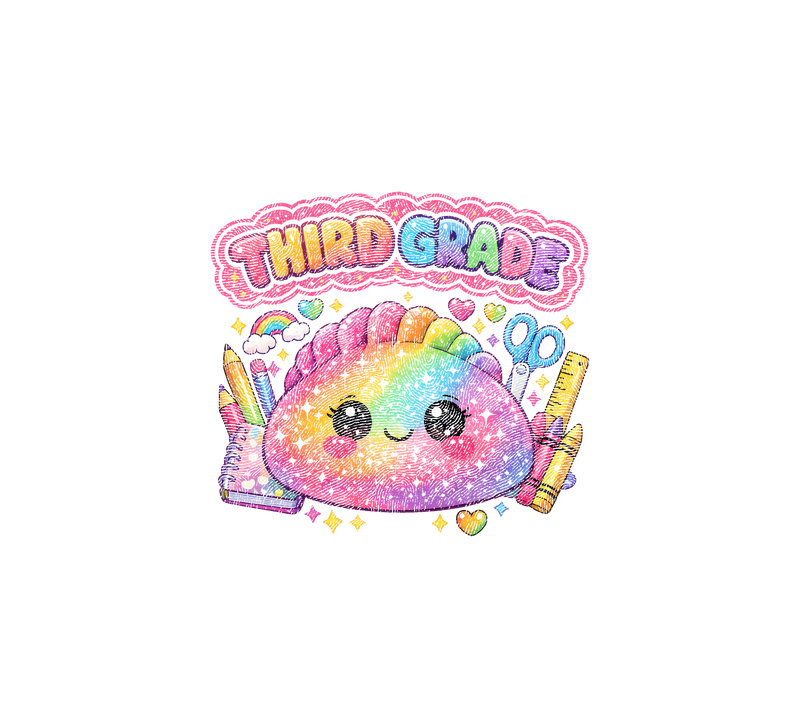 Glitter Dumpling Third Grade Kawaii Back-to-School - DTF Transfer