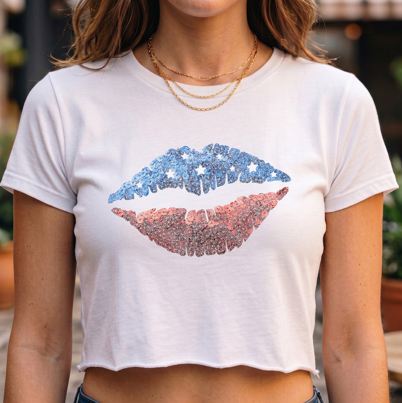 Patriotic Pout Glittery Sequin Lips-DTF Transfer